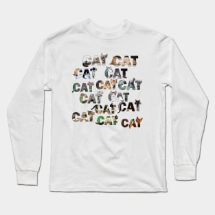 CATS CATS CATS - mixed cat breed oil painting word art Long Sleeve T-Shirt